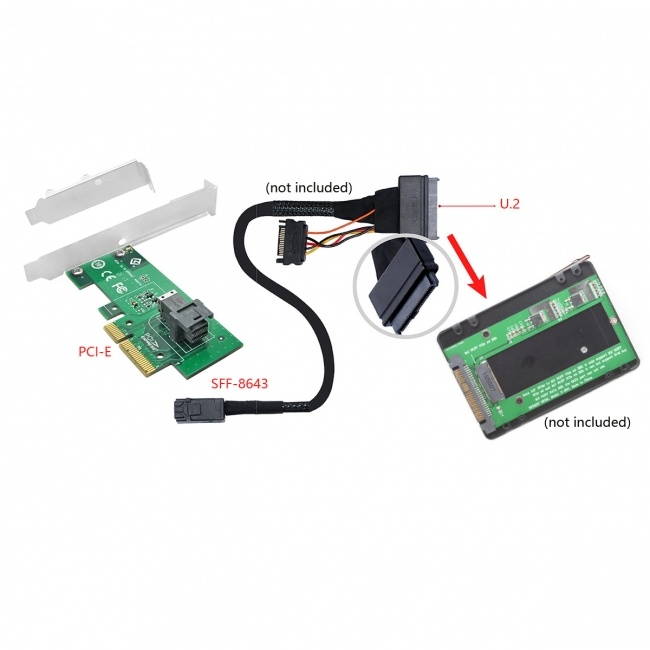 Jimier PCI-E 4X to U.2 U2 Kit SFF-8639 NVME PCIe SSD Adapter for Mainboard SSD 750 p3600 p3700 M.2 SFF-8643 SF-024
