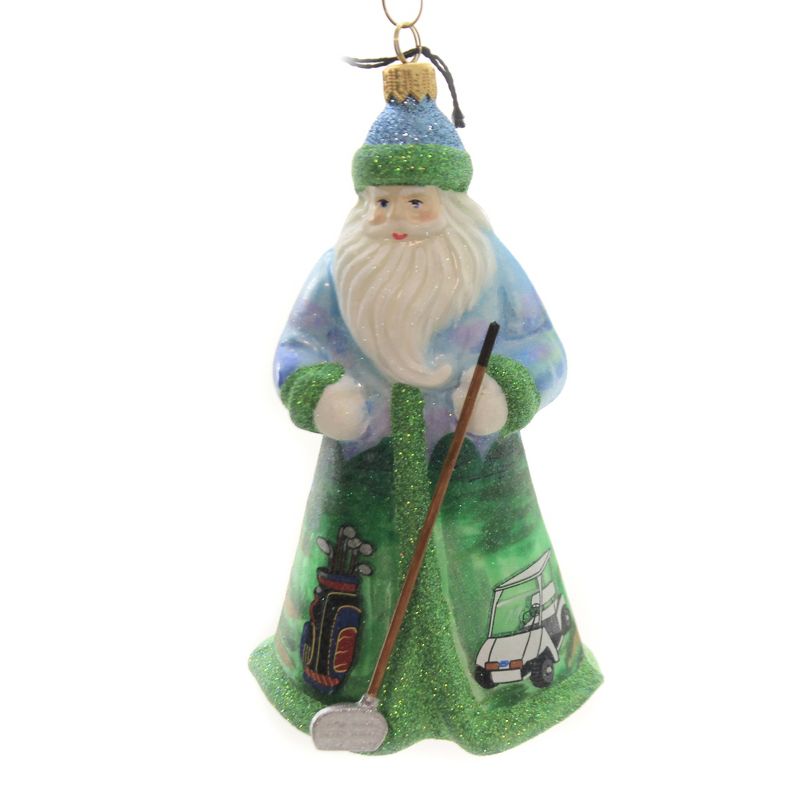 Joy To The World 6.5" Golfing Santa Ornament Glitterazzi Club  -  Tree Ornaments