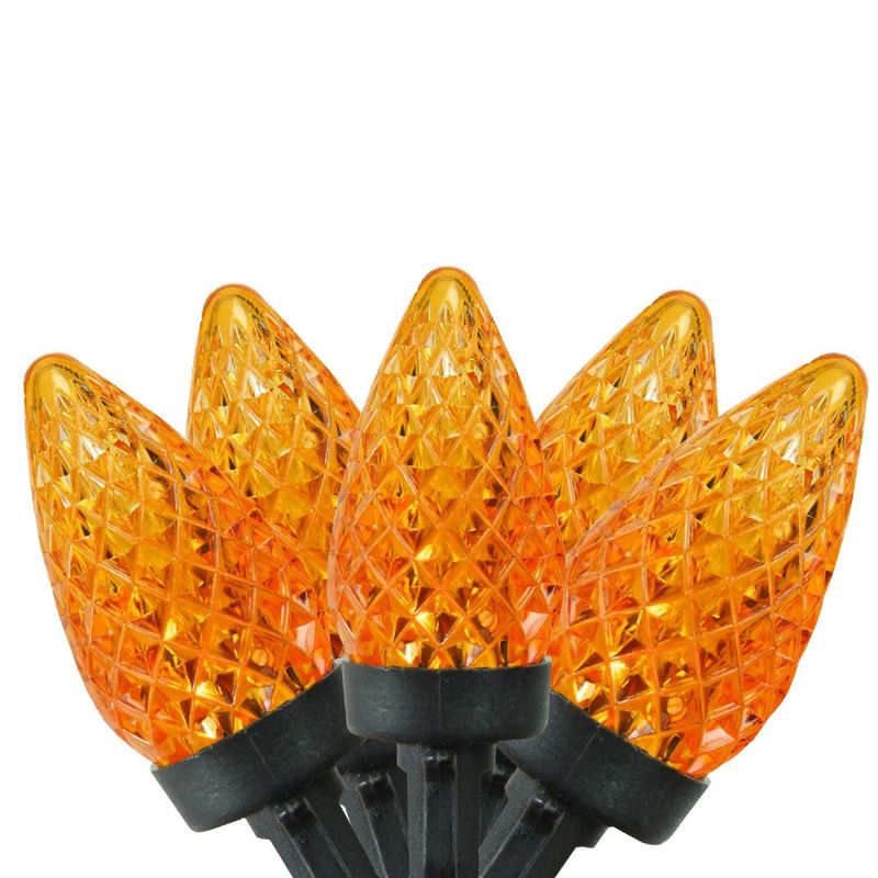 Brite Star 50 Orange LED C9 Mini Christmas Lights - 20 ft Black Wire