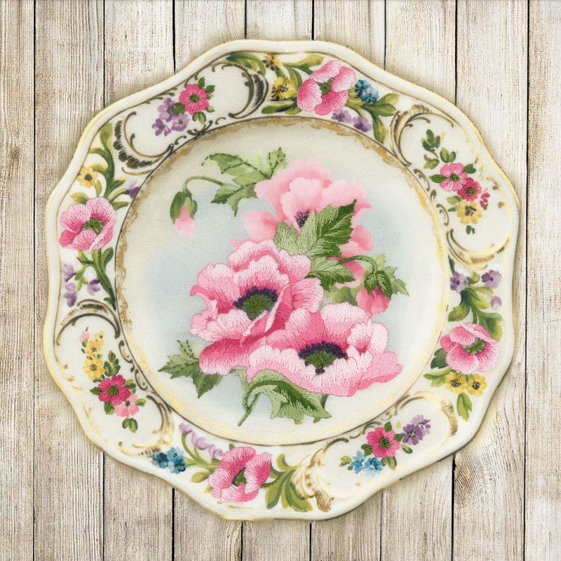 RIOLIS Stamped Cross Stitch Kit 8.25"X8.25"-Pink Poppies