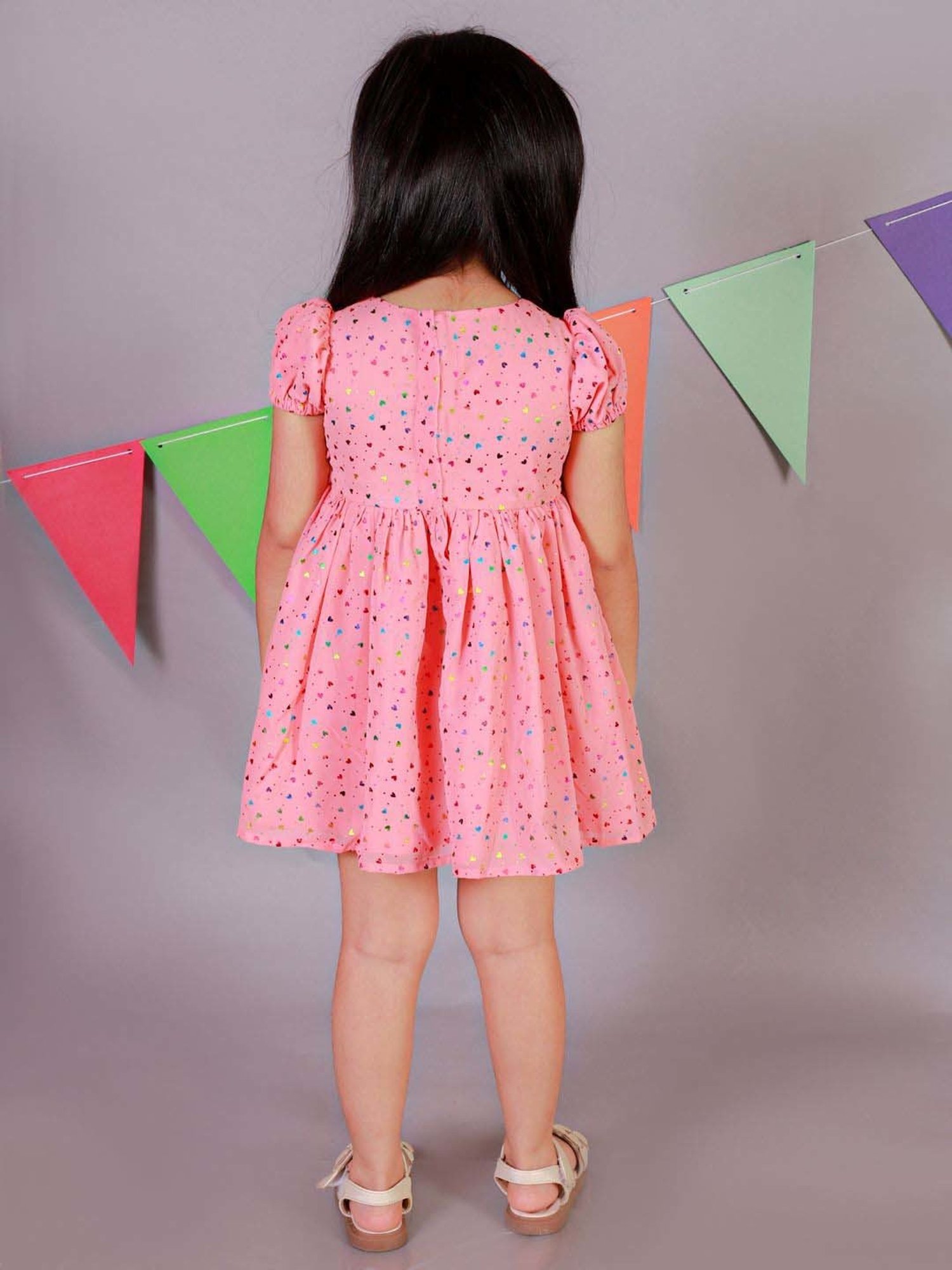 KidsDew Peach Applique Dress with Bloomer