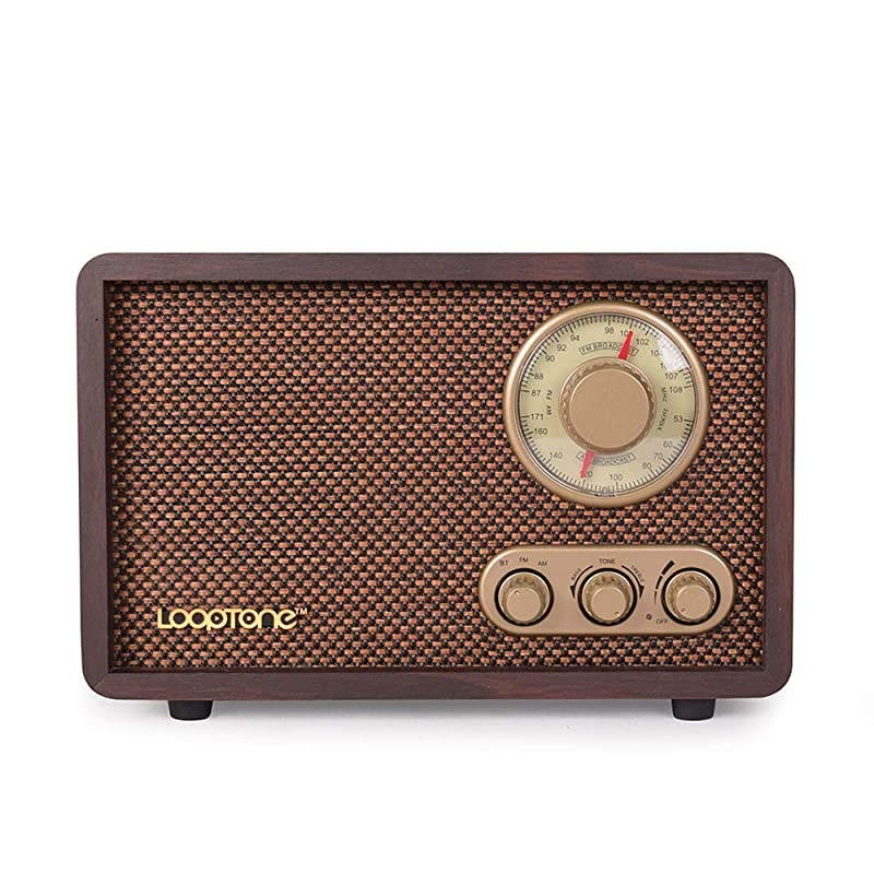 FM AM Radio Retro Wood Radio with Bluetooth Play Mp3 and Antenna Built in Speaker for Kitchen Living Room