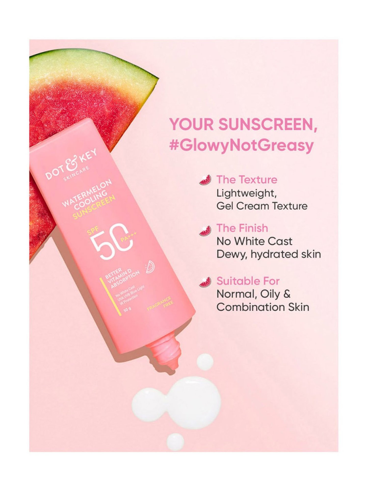 Dot & Key Watermelon Cooling Sunscreen SPF 50 PA+++ - 50 gm