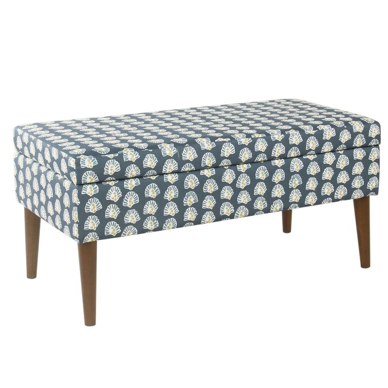 Mid-Century Storage Bench Teal Floral - HomePop