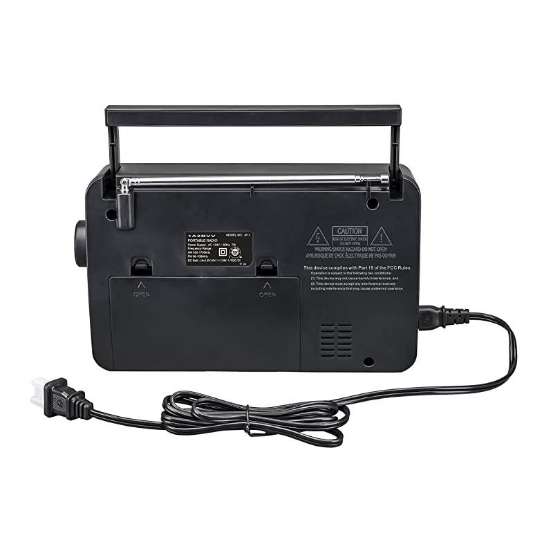 AMFM 2 Band Portable Radio AC operated or operated by dry battery D Size x 4pcs battery not included black