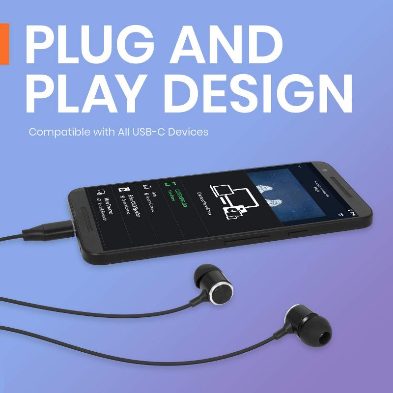 Helix - In Ear Wired Headphones For Type C Devices - Black