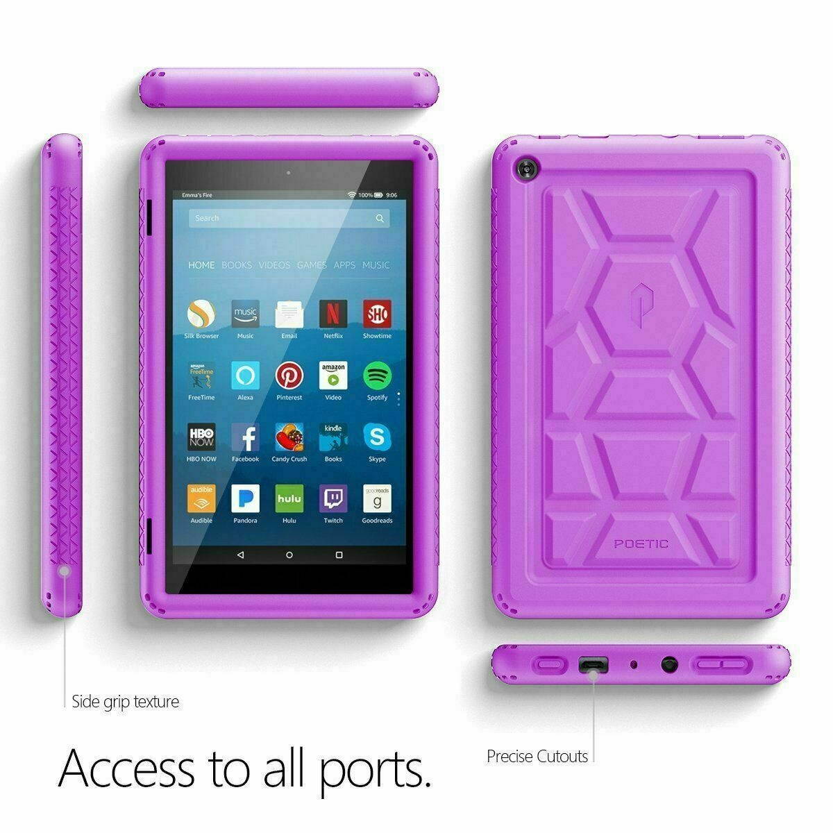 [20 PCS] Case For Amazon Fire HD 8 2017 Tablet,Heavy Duty Silicone Cover Purple
