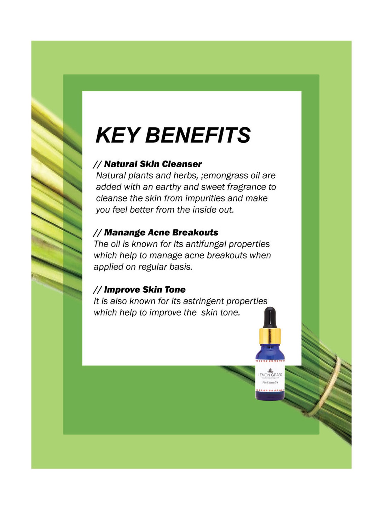 Holistic Healings By Shaveta Lemon Grass Essential Oil - 15 ml