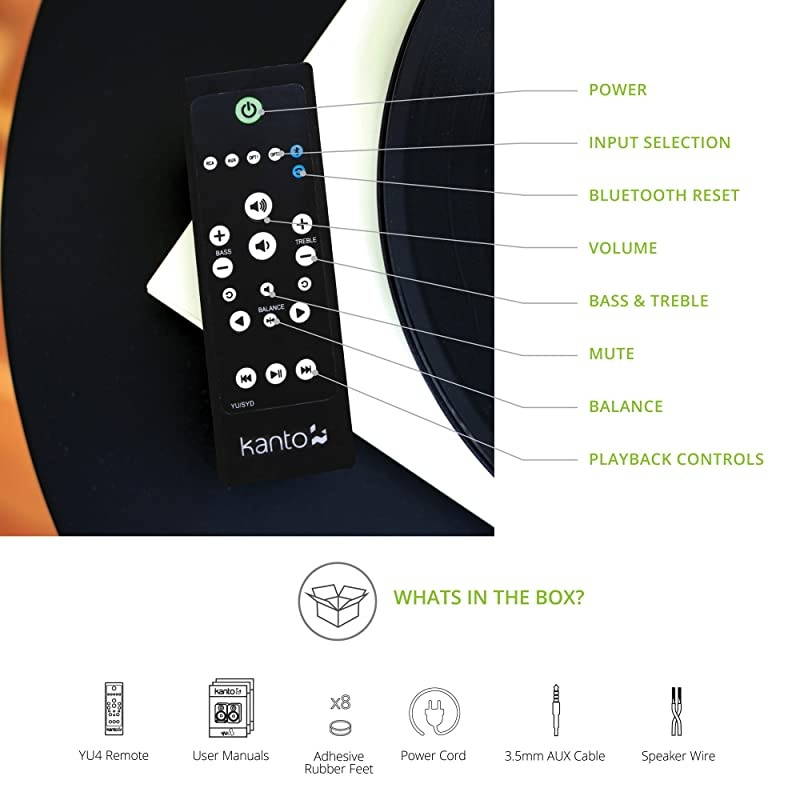 YU4 Powered Speakers with Bluetooth and Phono Preamp - Bamboo