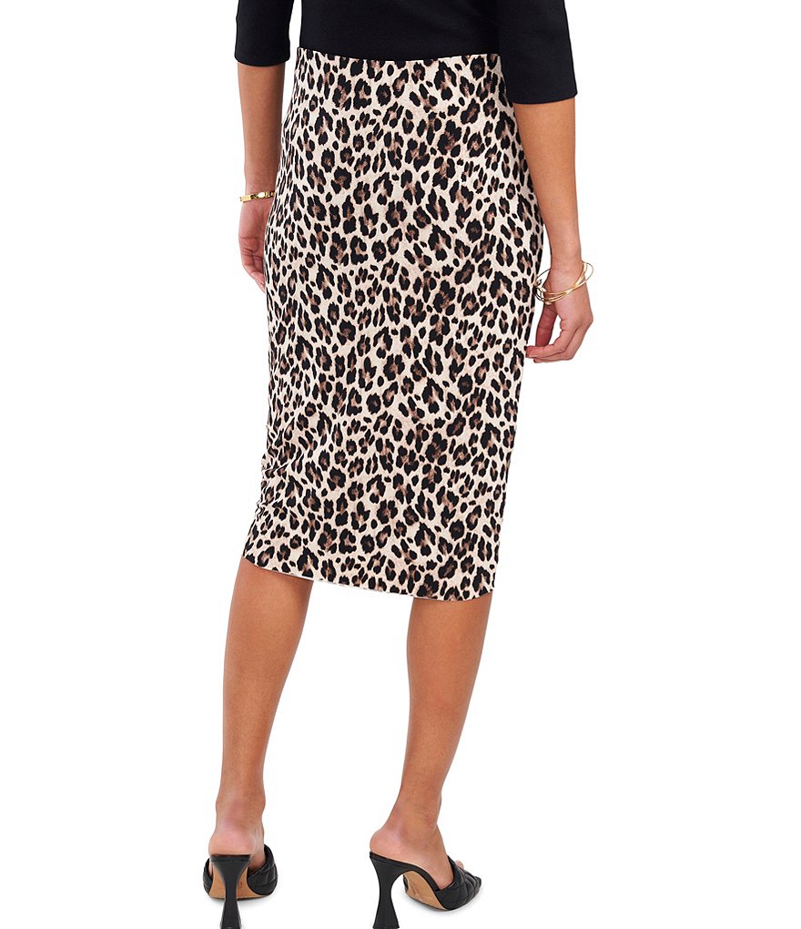 Eva Varro Animal Print Knit Jersey Wide Yoke A-Line Midi Skirt