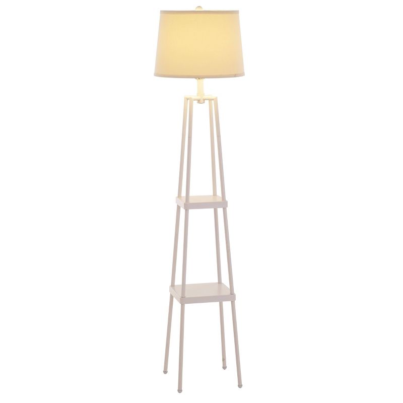 58" Etagere Floor Lamp with Shelves with Linen Shade White - Cresswell Lighting