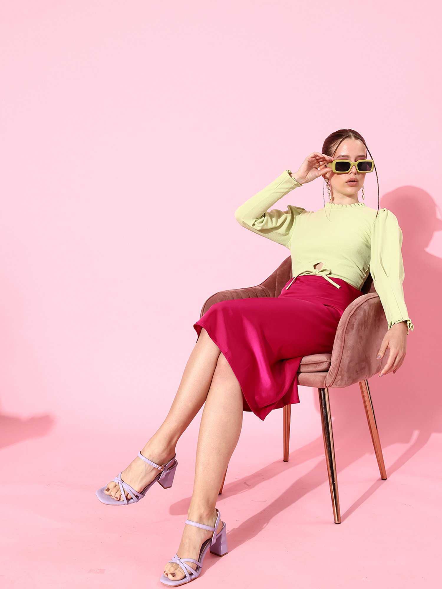 KASSUALLY Lime Relaxed Fit Crop Top