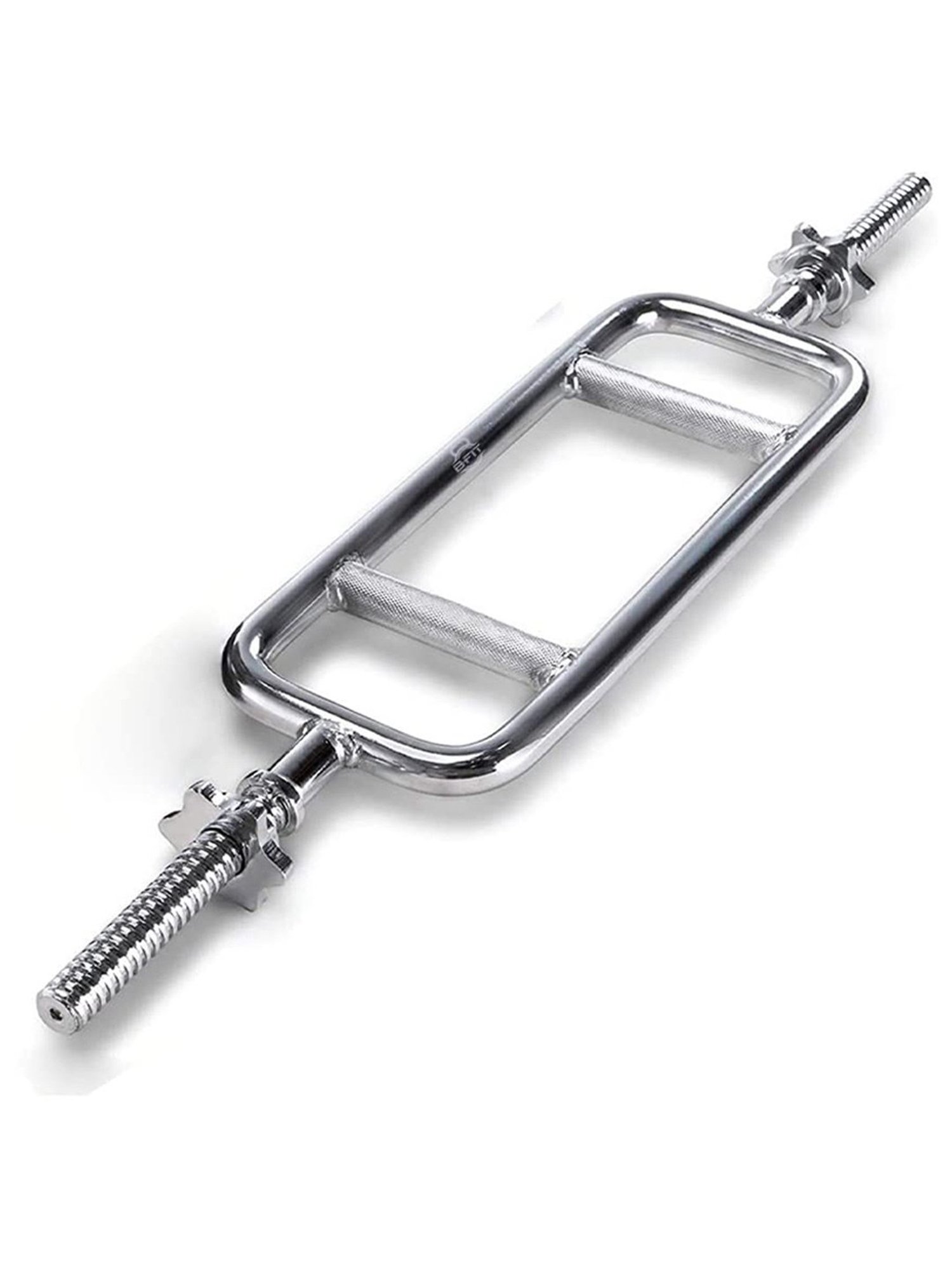 B Fit Threaded Solid Chrome Triceps Bar for Weightlifting and Bodybuilding Dia 28 mm (Silver)