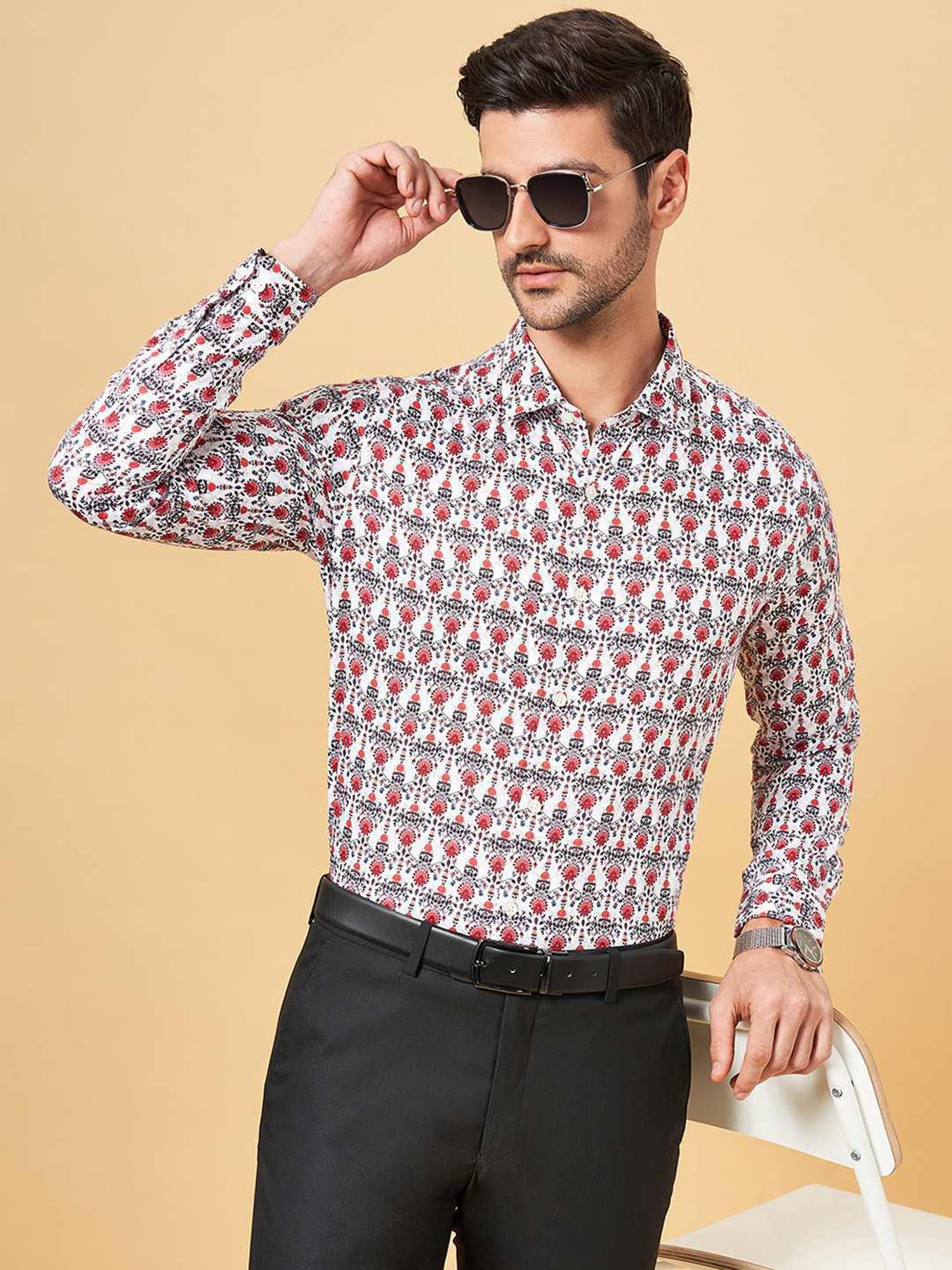 Peregrine by Pantaloons Navajo Cotton Slim Fit Printed Shirt