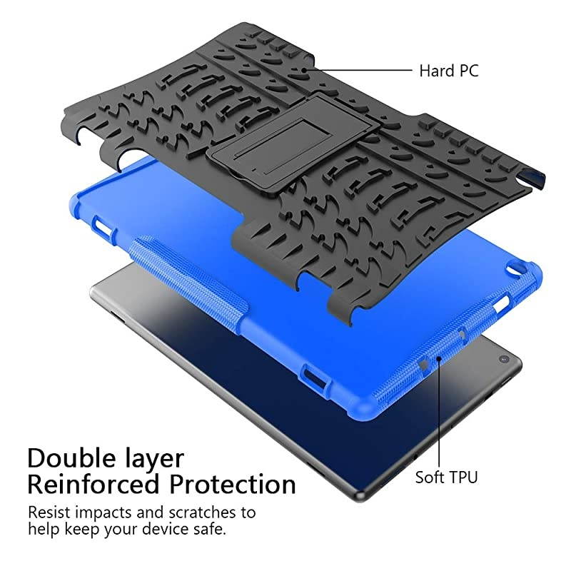 Fire 10 Tablet Case 20192017 Released 9th7th Generation Kickstand Feature Dual Layer Heavy Duty Shockproof Impact Resistance Protective Case for AllNew Kindle Fire HD 10Blue