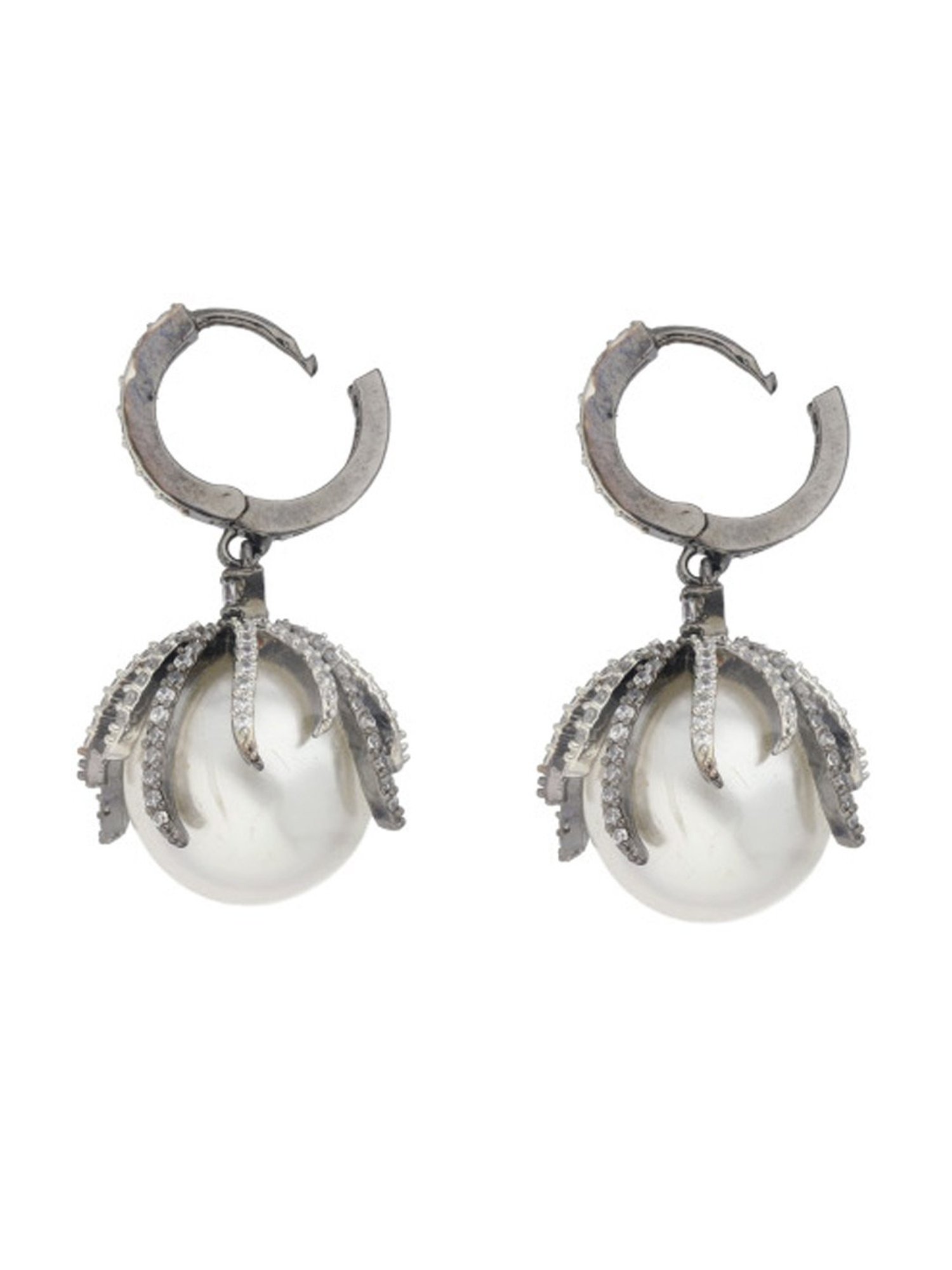 Curio Cottage Drop of Oyster Diamante Hugging Hoop Earrings