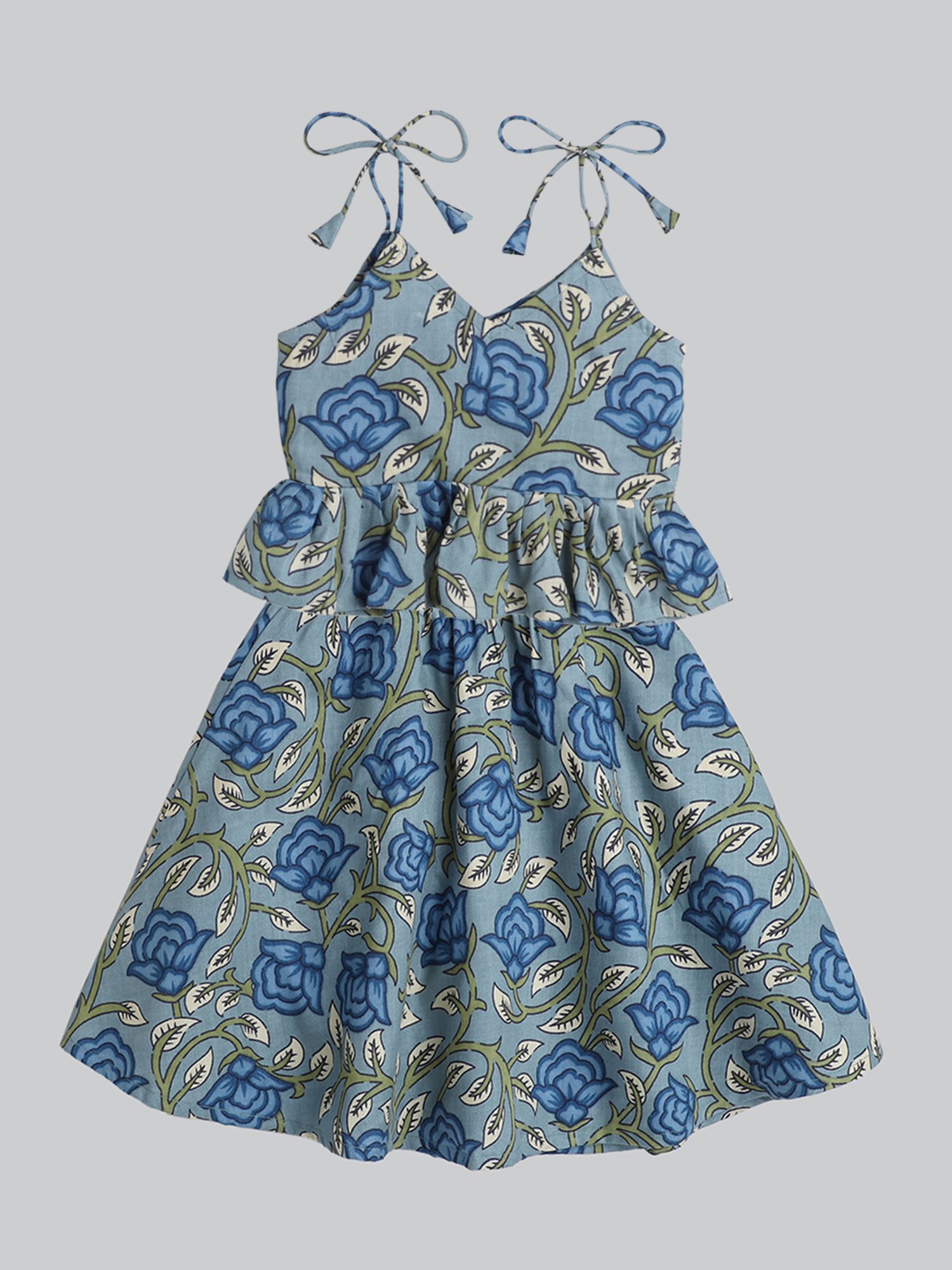 Many Frocks Kids Blue Embellished Ghagra with Choli