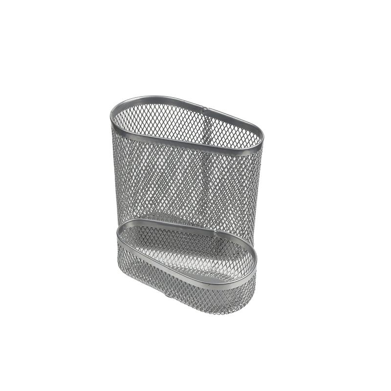 Design Ideas Two Compartment Desk Organizer - Mesh Desk Buddy Supplies Organizer - Silver, 5" x 4.5" x 4"