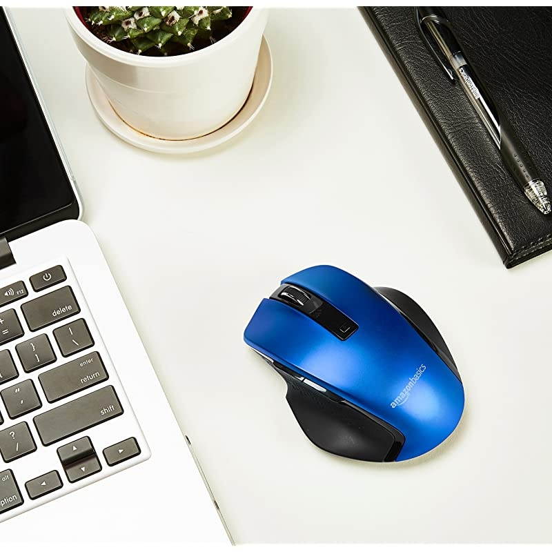 Compact Ergonomic Wireless PC Mouse with Fast Scrolling Blue