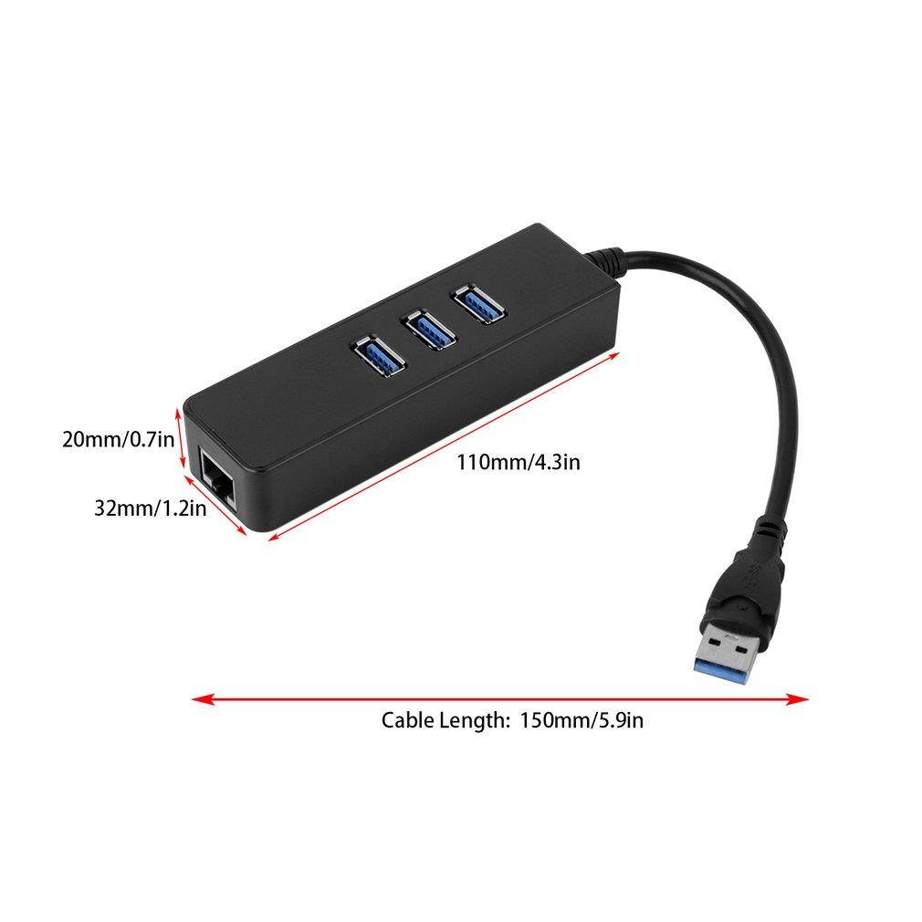 3-Port USB 3.0 HUB with RJ45 Gigabit Ethernet Adapter 10 /100 / 1000 Mbps to PC Laptop for Windows 8/7/Vista/XP and for Mac OS X 10.8