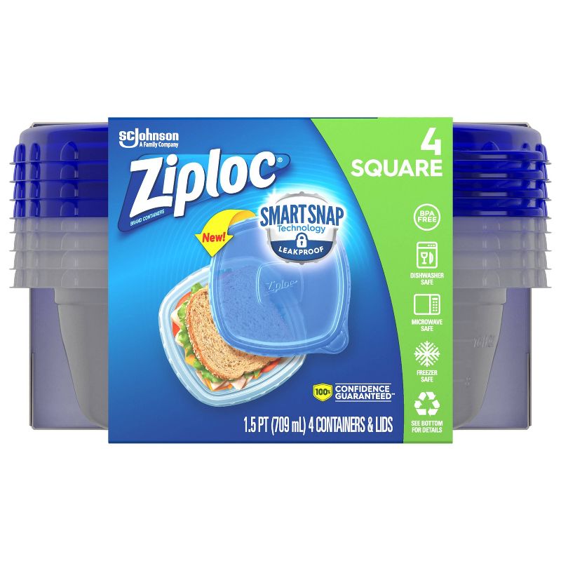 Ziploc Small Square Containers - 4ct