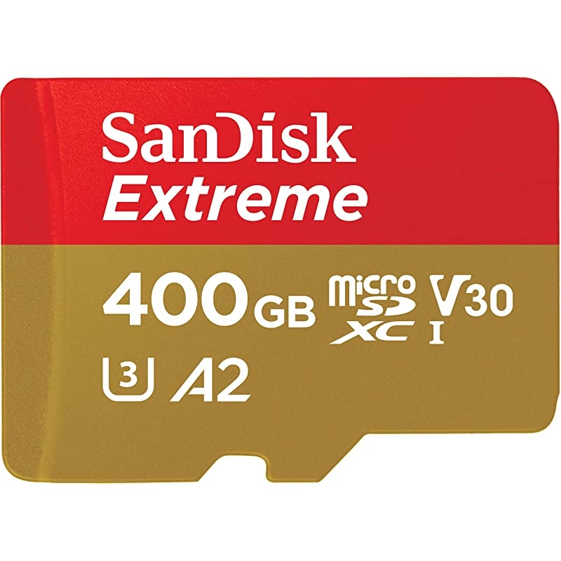 400GB Extreme microSDXC UHSI Memory Card with Adapter C10 U3 V30 4K A2 Micro SD SDSQXA1400GGN6MA