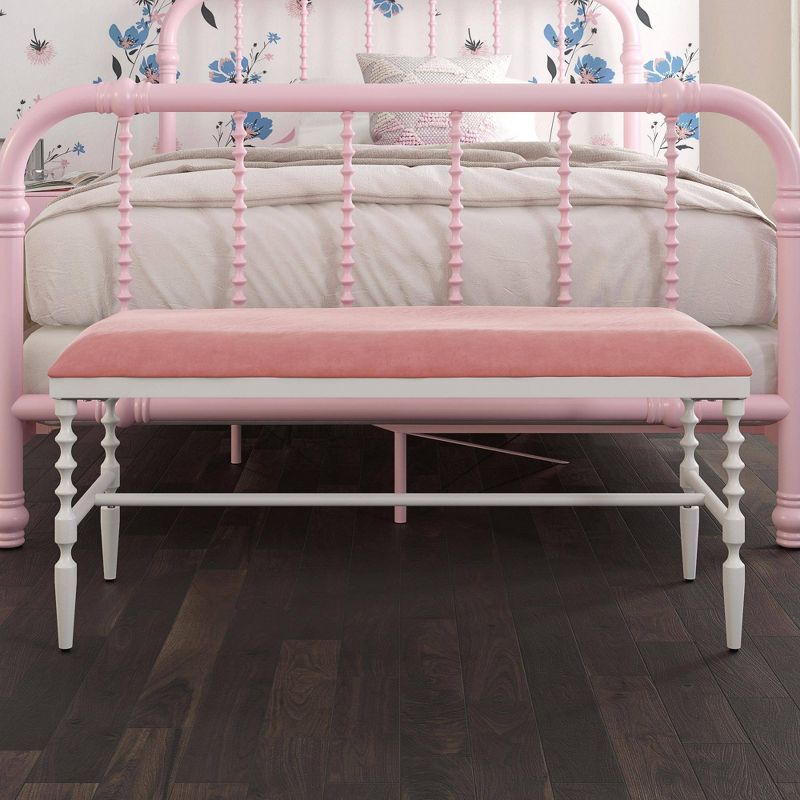 Emilia Microfiber Upholstered Metal Bench - Room & Joy