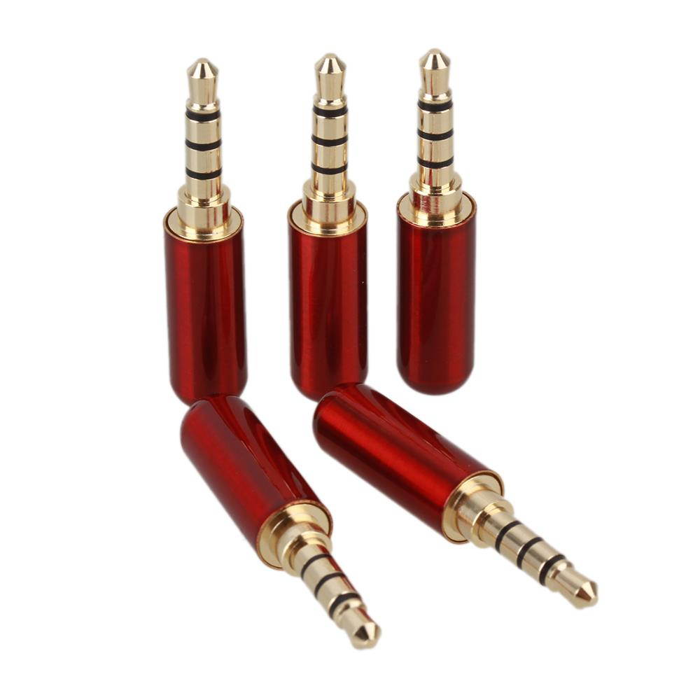 5pcs Claret 3.5mm Male Plug Mini Jack 4P Stereo Repair Audio Connector Solder