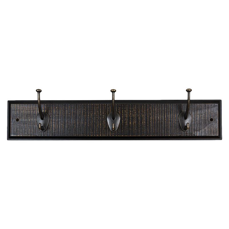 Sumner Street Home Hardware 3 Hook Rustic Wall Coat Rack Black/Brass