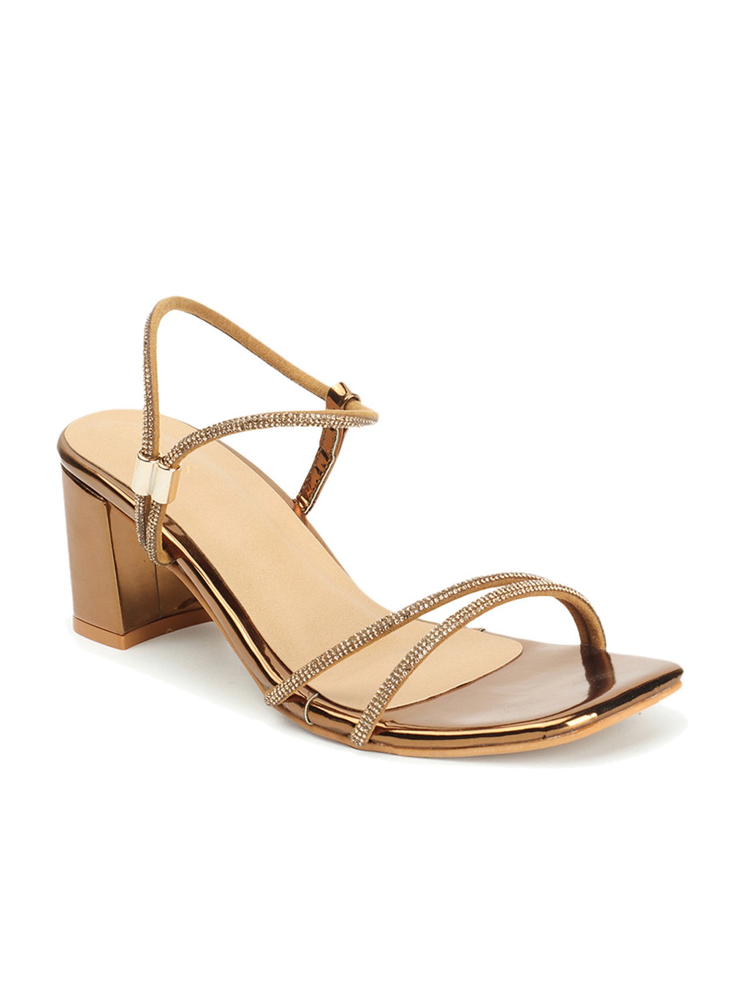 Iconics Women's Antique Gold Ankle Strap Sandals