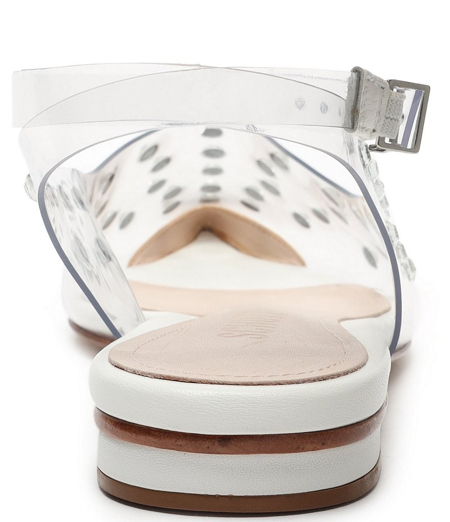 Schutz Biina Clear Vinyl Studded Pointed Toe Ankle Strap Flats