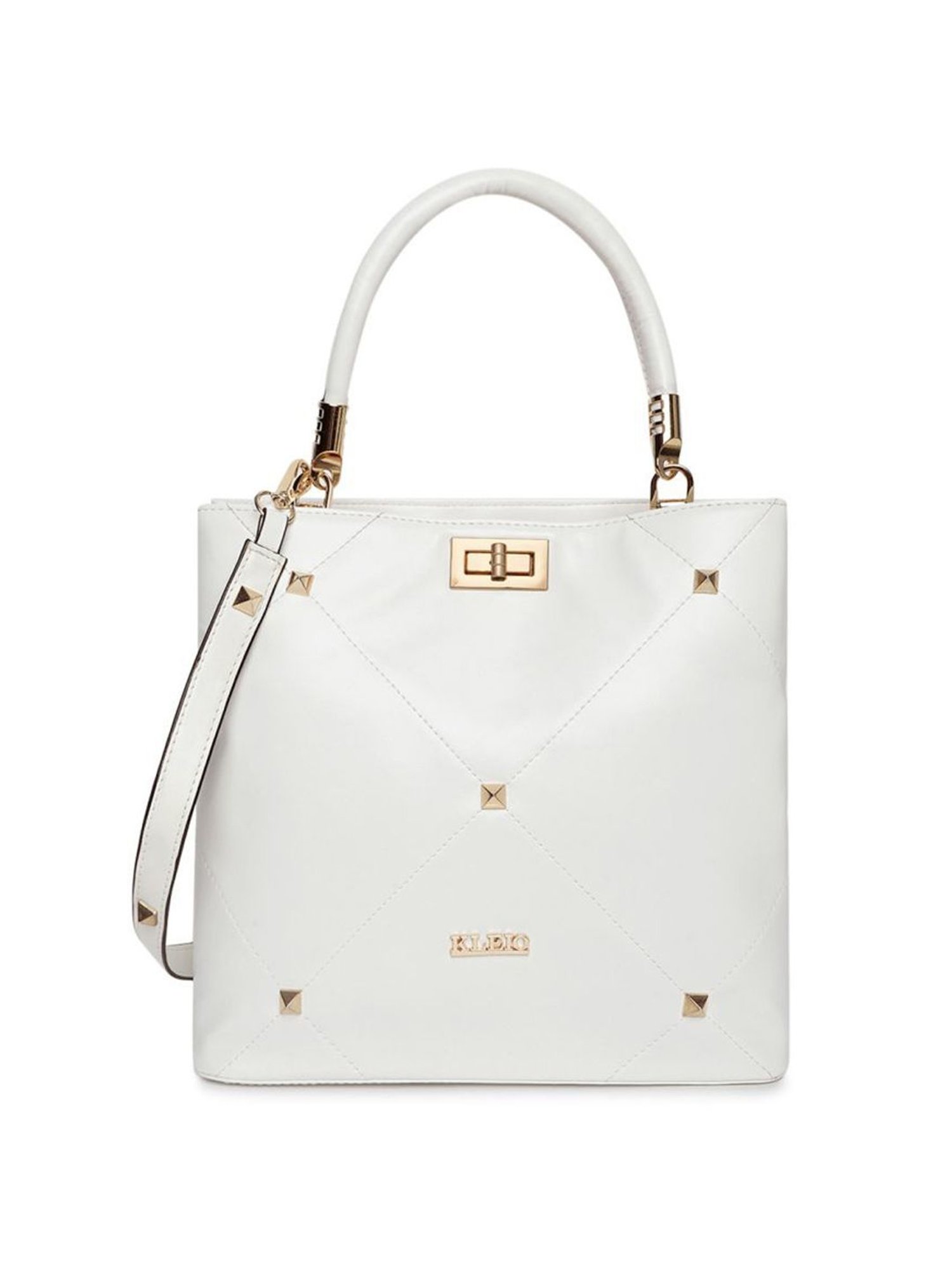 KLEIO White Textured Medium Handbag
