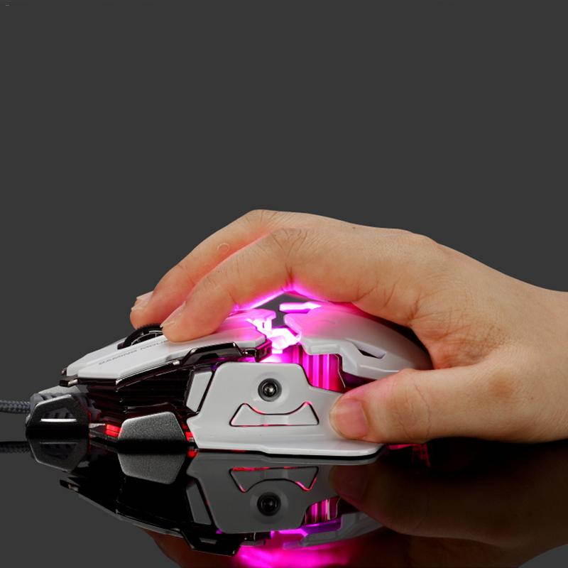 Mechanical Mouse 5-speed DPI GT650 1.8M Wire 10 Buttons Plug And Play For Windows/mac Supports Macro Programmable Gaming Mouse(gray/white)