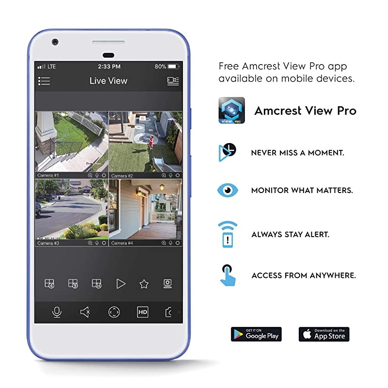 4K Security Camera System w/ 4K 8CH PoE NVR, (4) x 4K (8-Megapixel) IP67 Weatherproof Metal Bullet POE IP Cameras, 2.8mm Lens, Pre-Installed 2TB Hard Drive, NV4108E-HS-IP8M-2496EB4-2TB (Black)