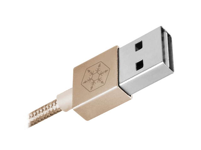 SilverStone Technology CPU01G-500 Micro USB Cable for Smartphone / LG / Samsung / Reversible USB-A / Reversible Micro USB-B / 500mm / Gold