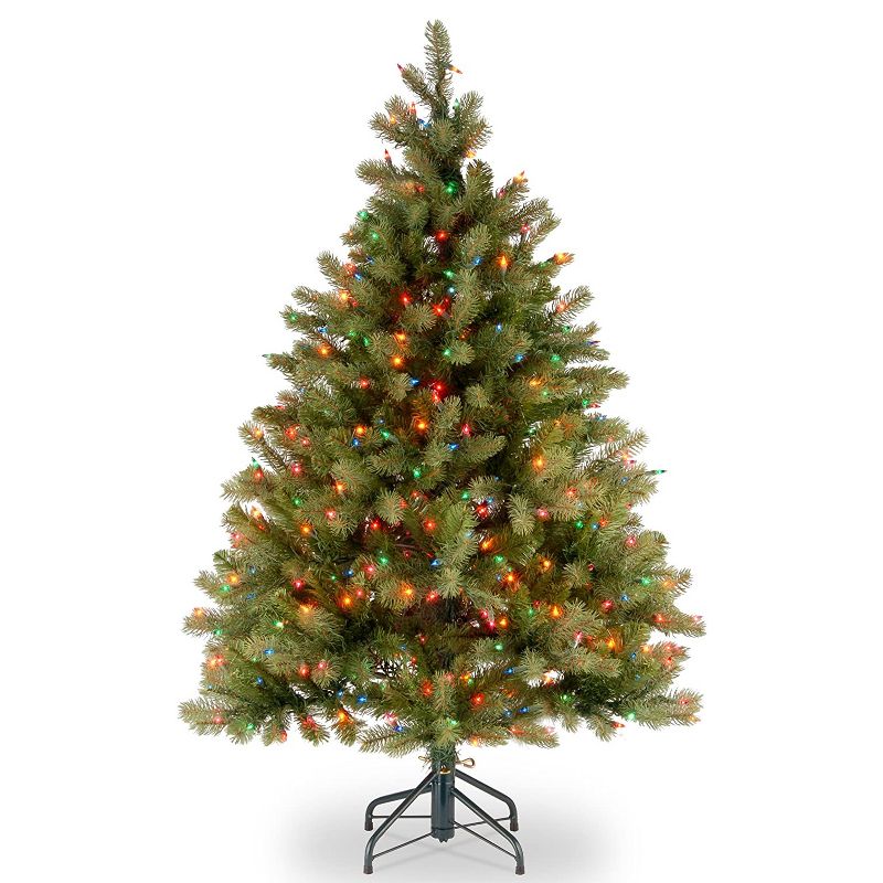 National Tree Company Feel Real 4.5 Foot Artificial Prelit Downswept Douglas Fir Christmas Tree with 450 UL Multicolored Lights and Sturdy Metal Stand