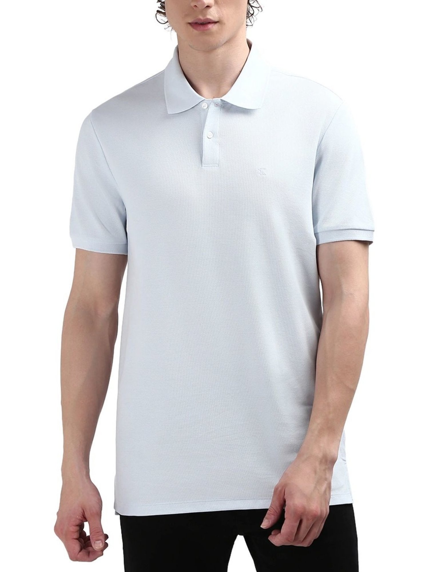 Calvin Klein Blue Cotton Regular Fit Polo T-Shirt