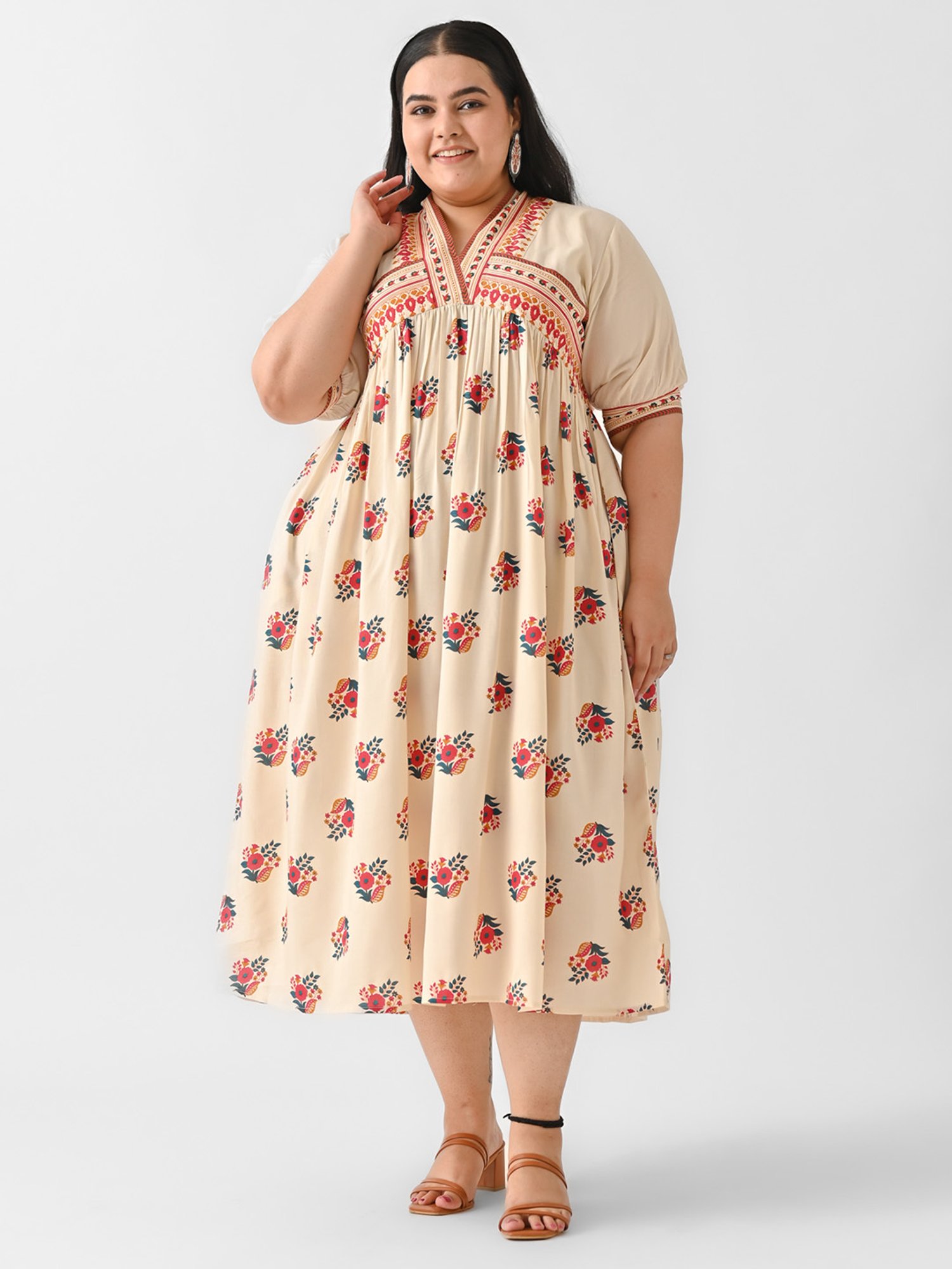 Saffron Threads Red Ethnic Dresses