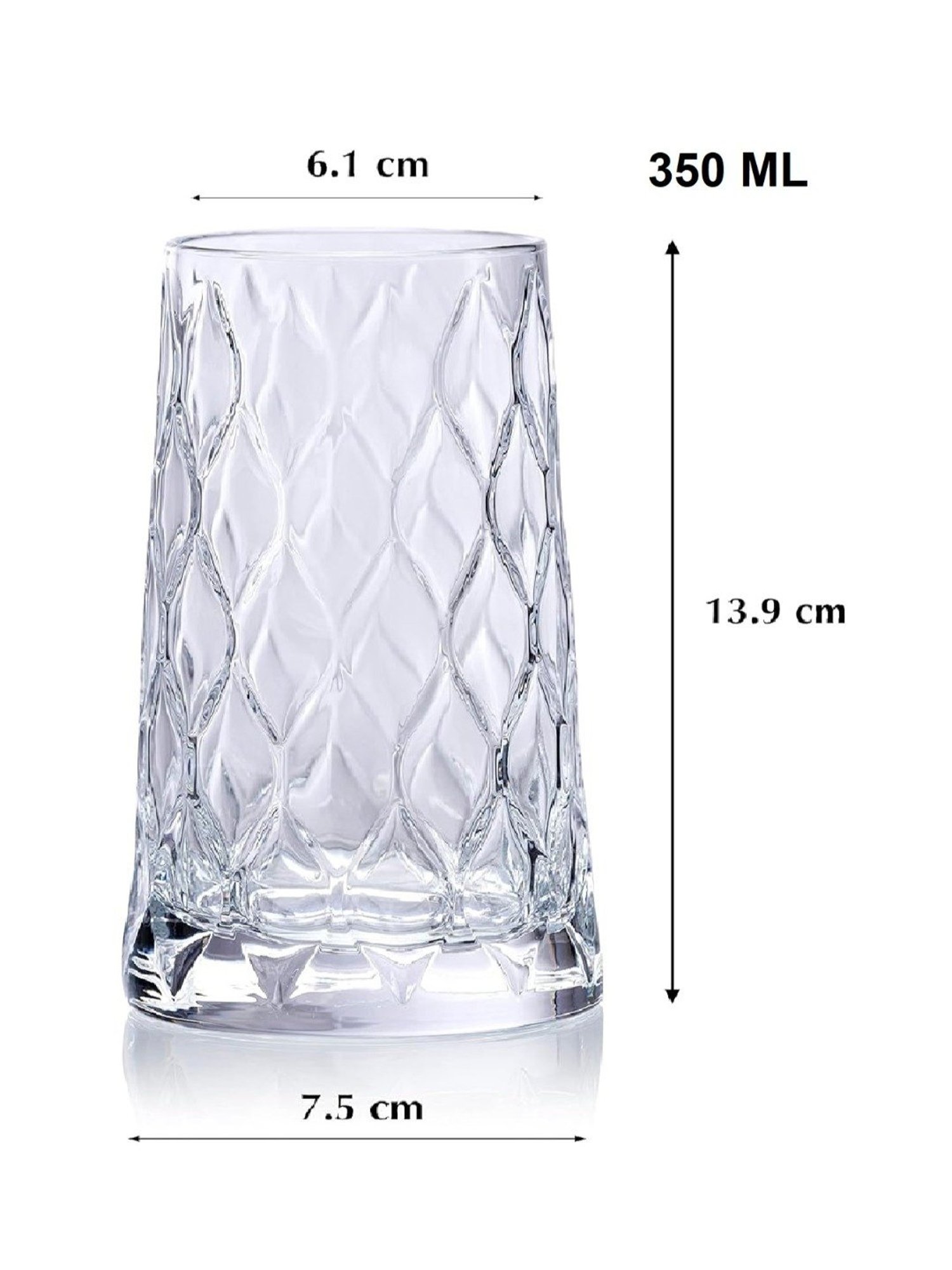 Melbify Leafy Mojito Transparent Cocktail Glasses 350ml - Set of 6