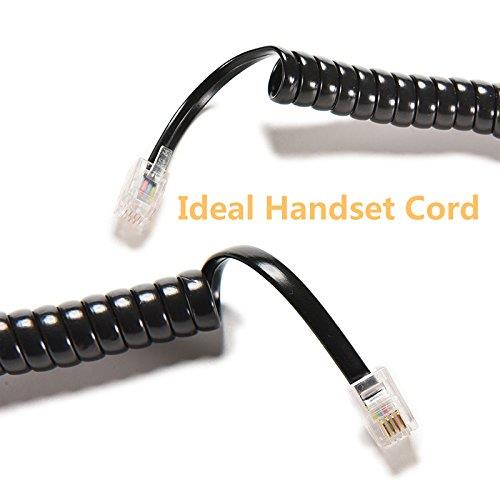 Telephone Phone Handset Cable Cord,Uvital Coiled Length 1.2 to 10 Feet Uncoiled Landline Phone Handset Cable Cord RJ9/RJ10/RJ22 4P4C(Black,2 PCS)