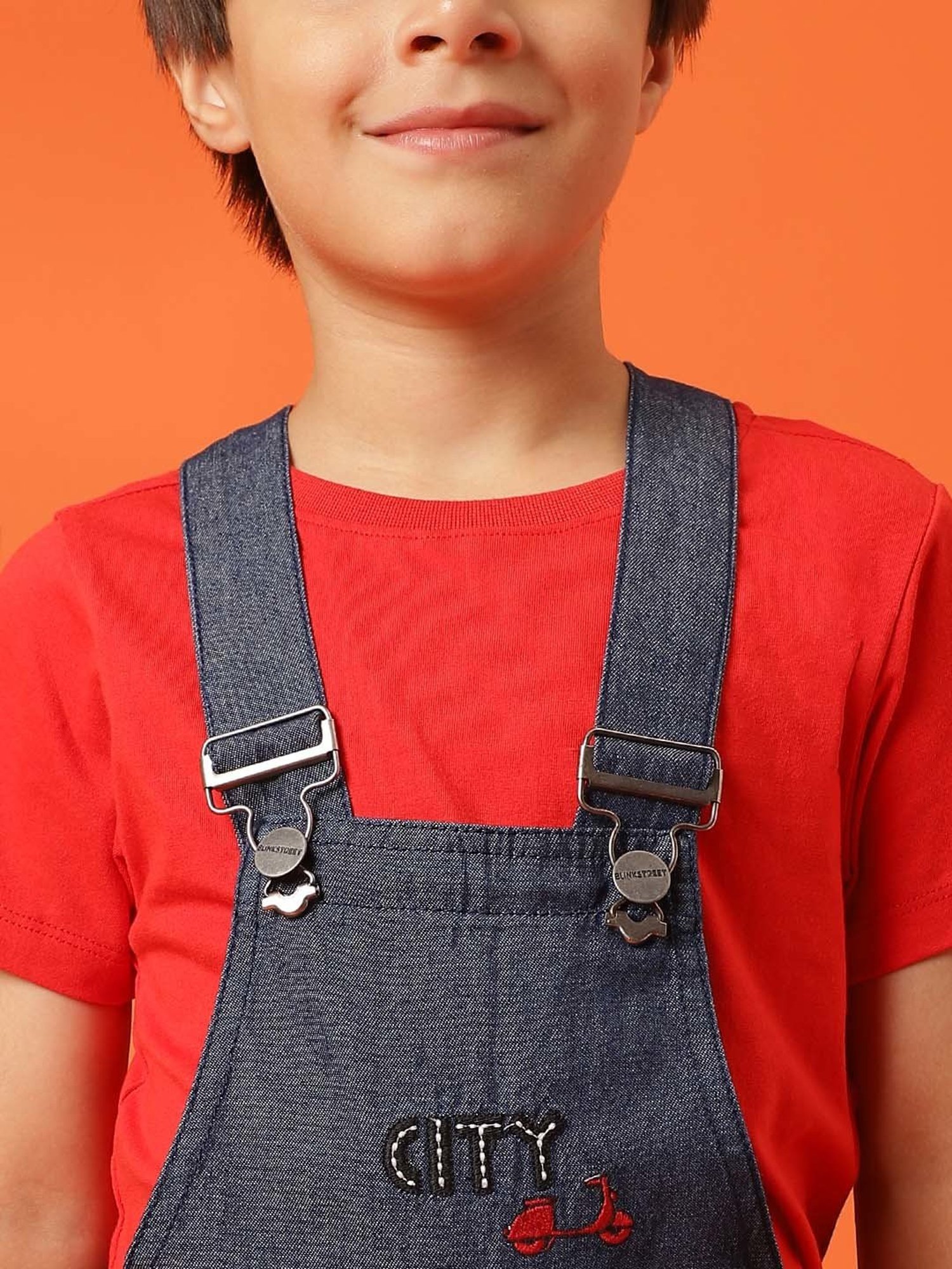 Kiddopanti Kids Blue Solid Dungaree