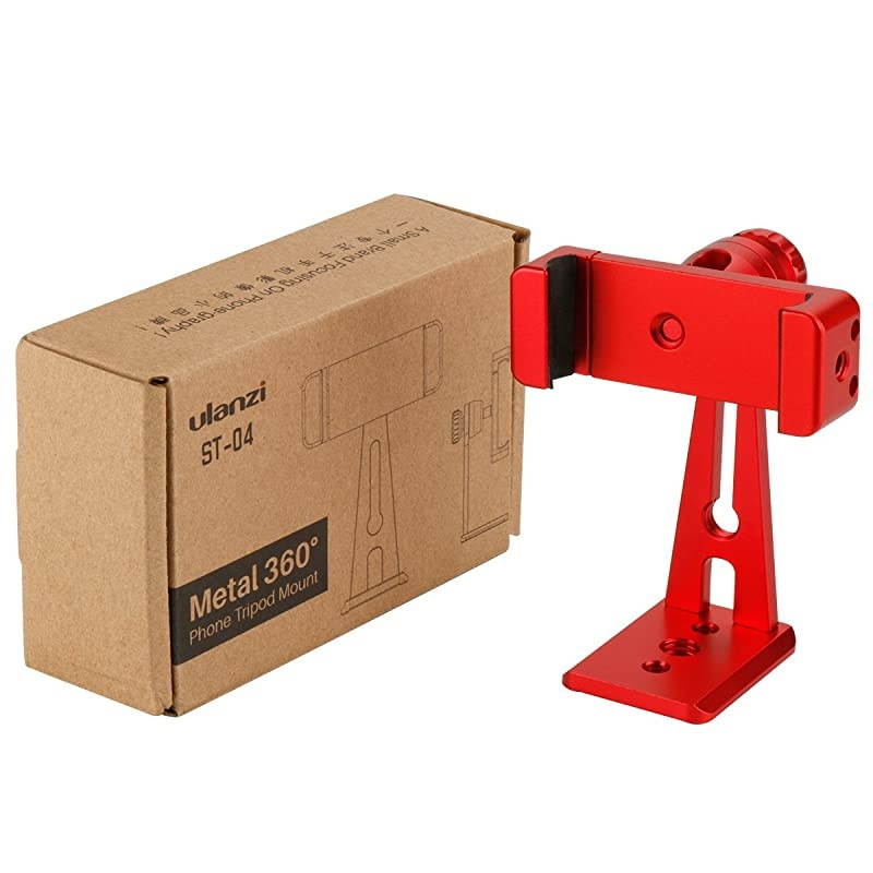 ST-04 Aluminum Phone Tripod Mount Adapter Vertical Video Bracket Cell Phone Clip 360 Degree Smartphone Video Tripod Clamp Compatible for iPhone 11 Xs X Samsung Android Instagram IGTV Livestream