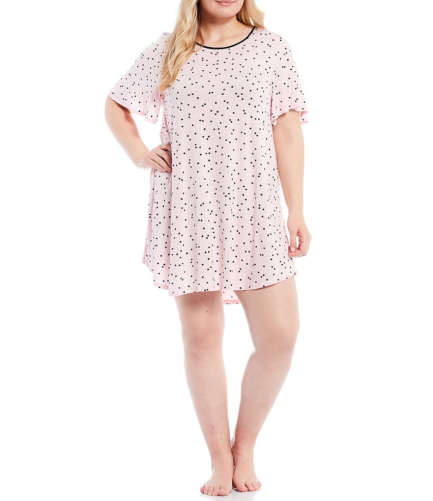 kate spade new york Plus Dot Print Jewel Neck Jersey Knit Sleepshirt