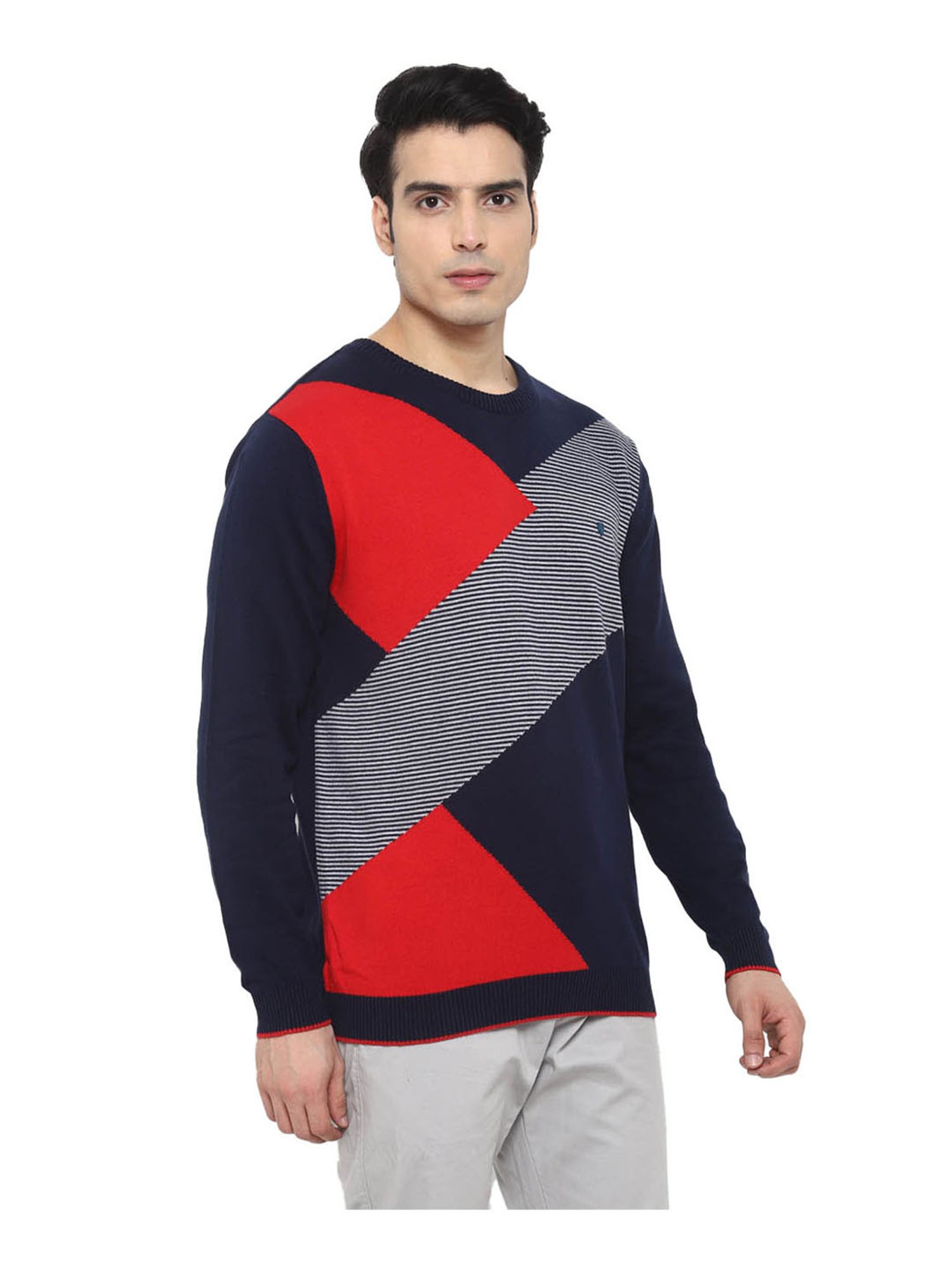 Turtle Blue & Red Colour-Block Pullover