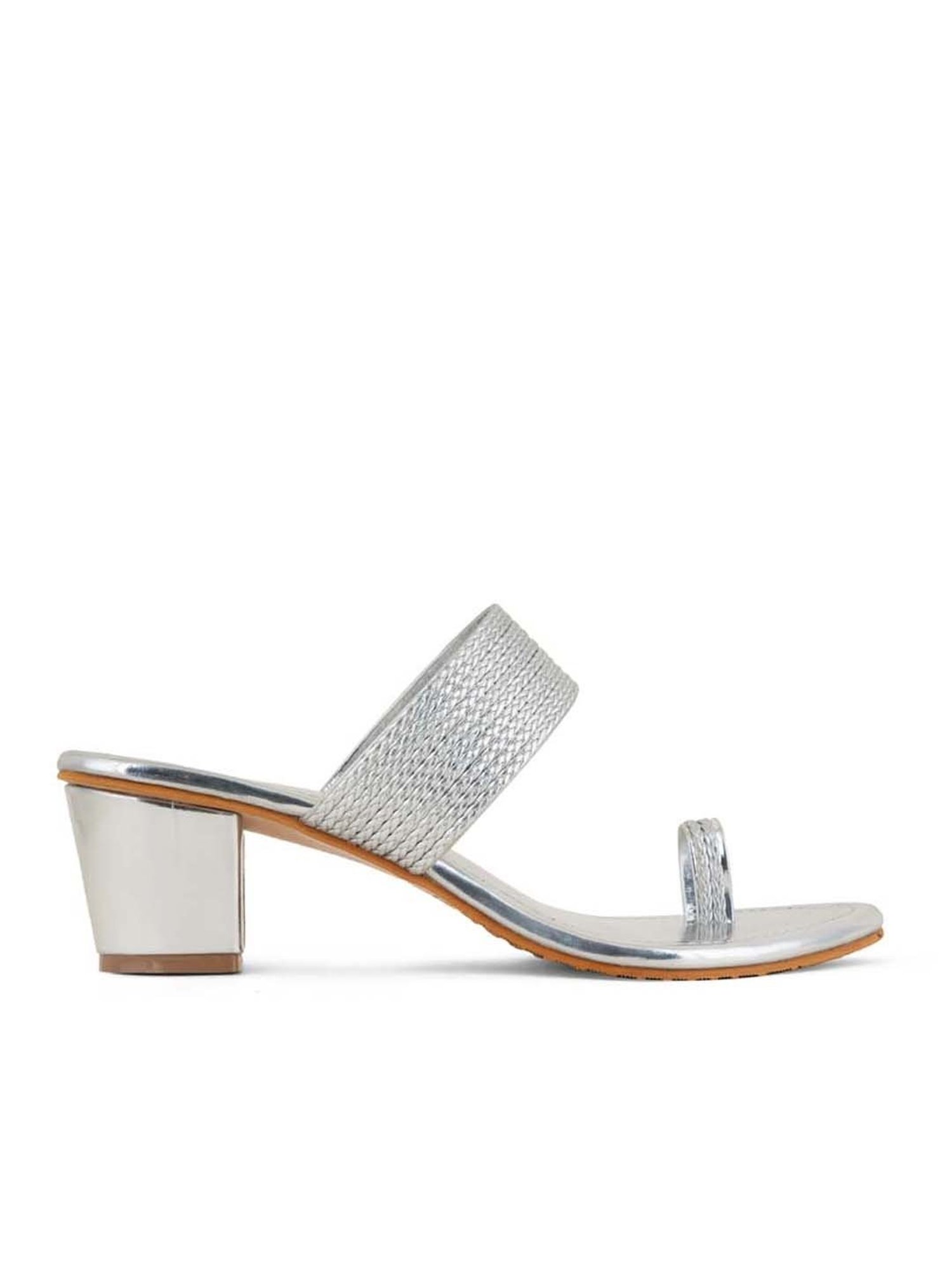 Scentra Women's Silver Toe Ring Sandals