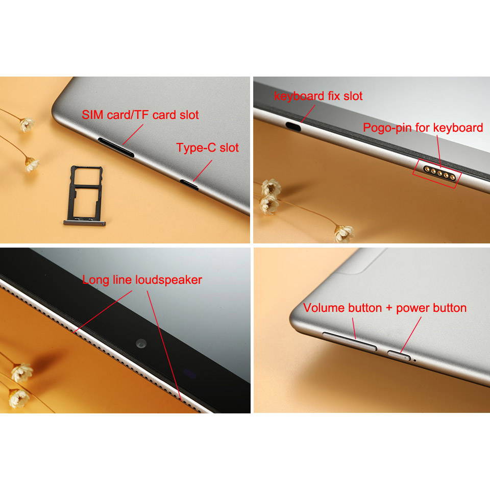 11.6 Inch MTK6797 (X27) Deca-core Android 8.0 128GB ROM Camera 13.0mp 4G LTE 2 in 1 notebook Tablet With Keyboard