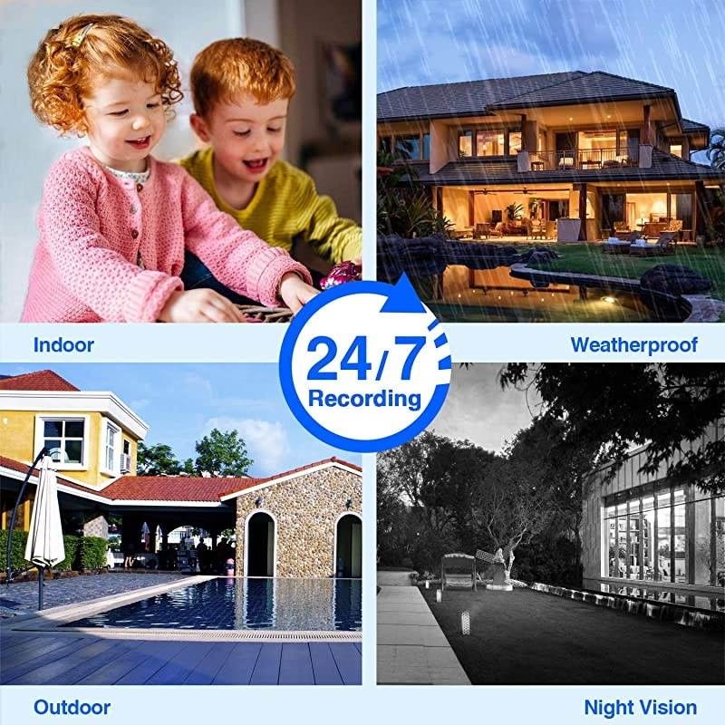 8CH,Expandable] All in one with 10.1" Monitor Wireless Security Camera System,  Home Business CCTV Surveillance 1080P NVR, 4pcs 3MP Indoor Outdoor Night Vision One-Way Audio Camera,1TB HDD