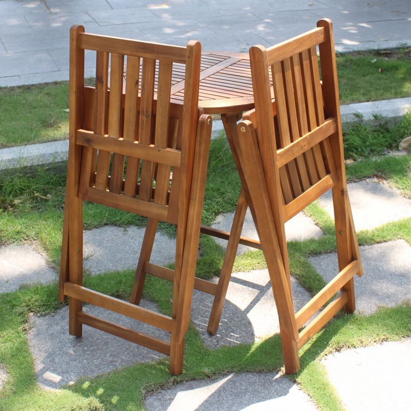 3pc Wood Patio Bistro Set - Brown - Merry Products