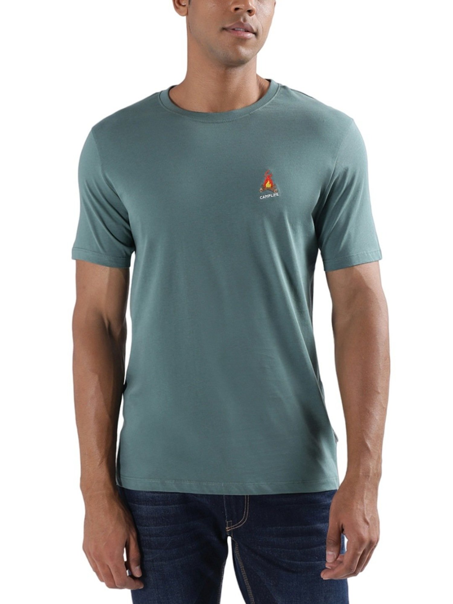 Lindbergh Green Cotton Regular Fit T-Shirt