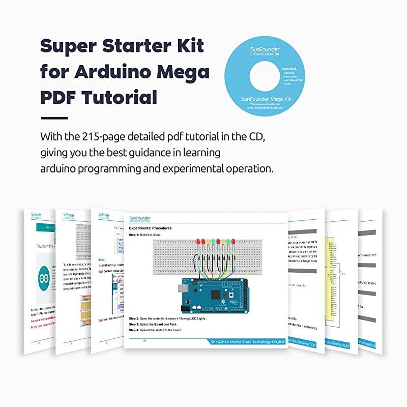 Mega 2560 R3 Project Super Starter Kit with Mega 2560 Board Compatible with Arduino Mega 2560 R3 Mega328 Nano,25 Tutorials Included
